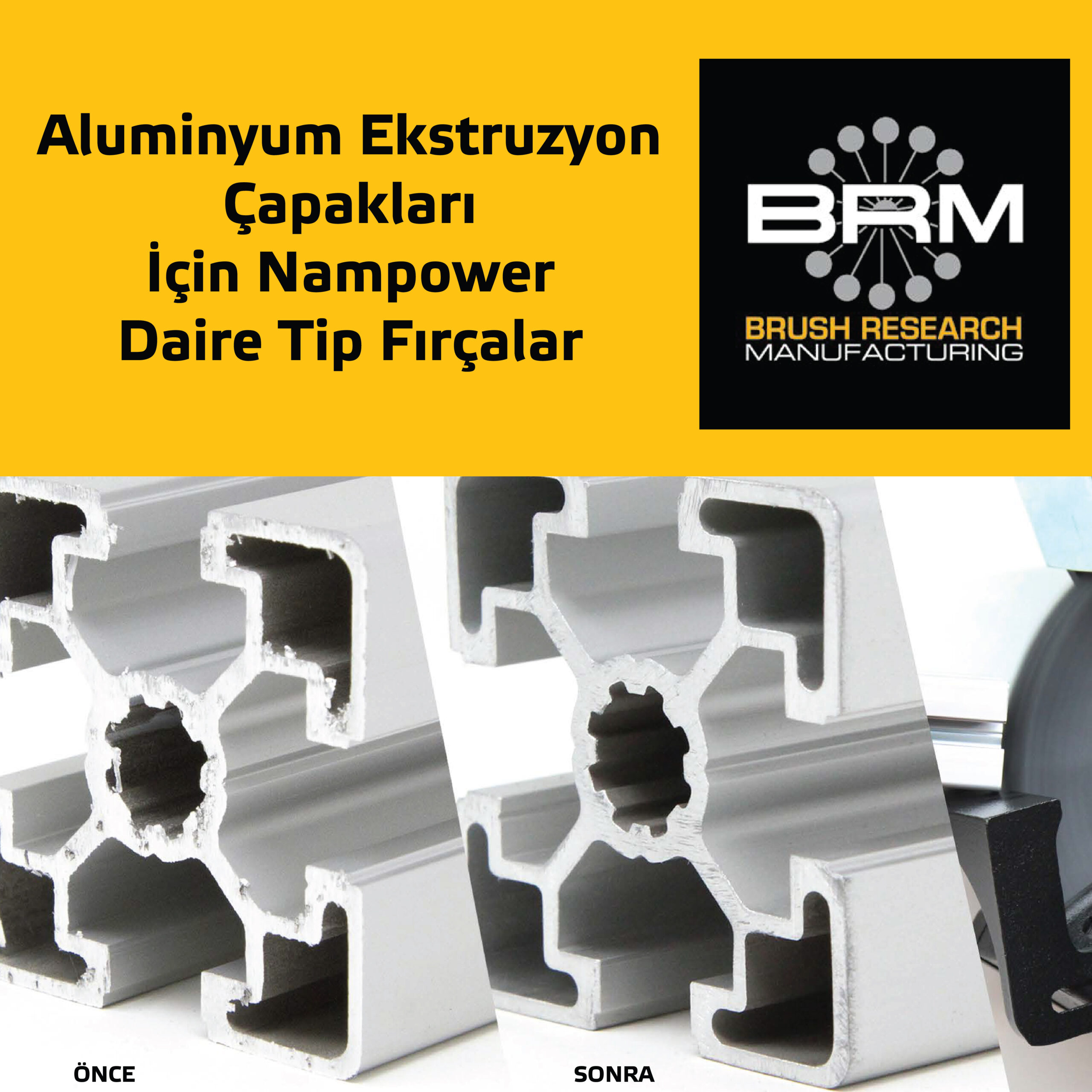Aluminyum Ekstruzyon Capaklari Icin Nampower Daire Tip Fircalar scaled, Süleyman Görmüş Otomotiv, Endüstriyel Çapak Alma, Yüzey İşleme Teknolojileri, Nampower, Endüstriyel Fırça, Yüzey Finisajı, Türkiye Distribütörü